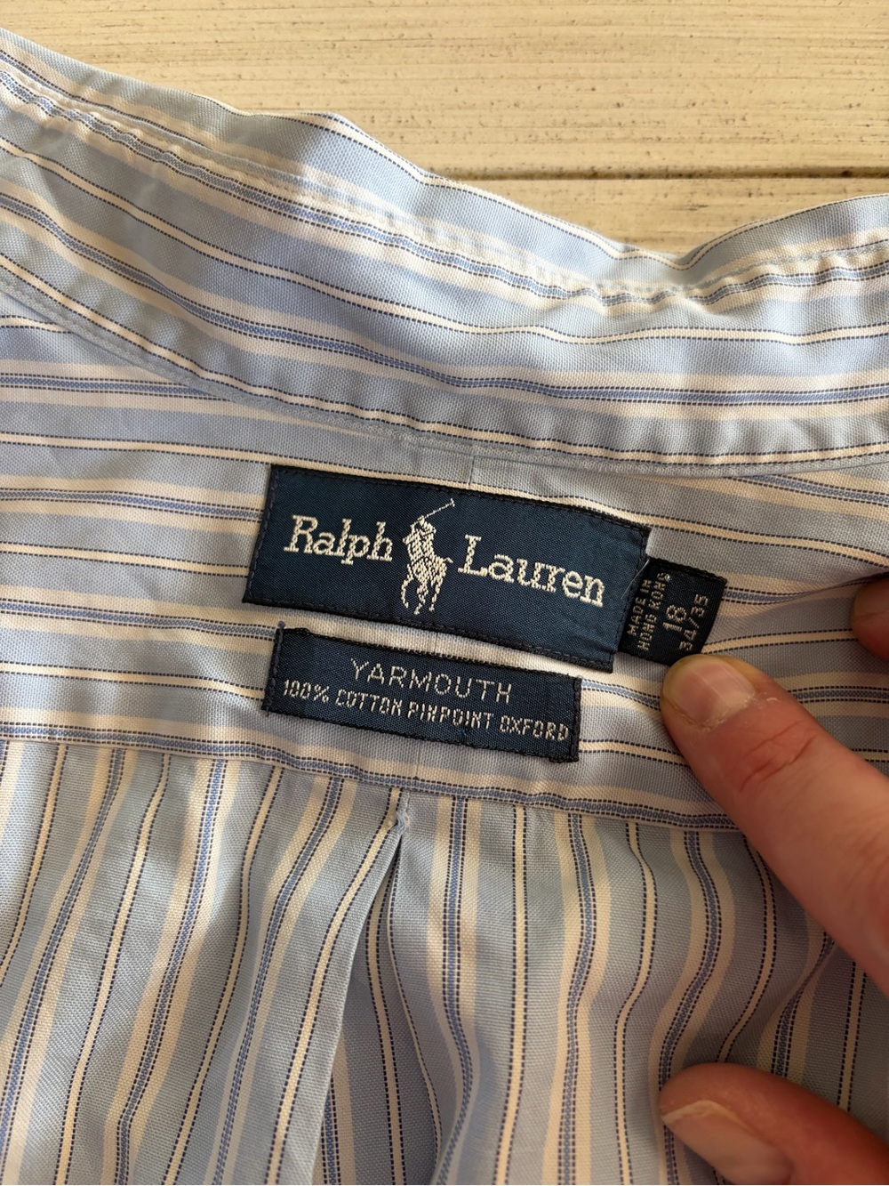 Ralph Lauren Blue Striped Button-Down Shirt | Men’s 18 / 34-35 - Picture 3 of 8